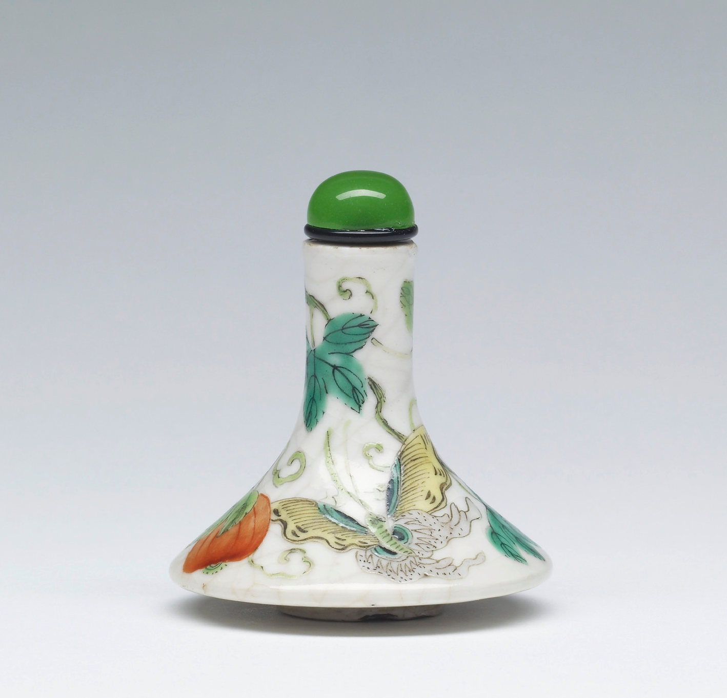 Enamelled porcelain with butterflies and melon vine