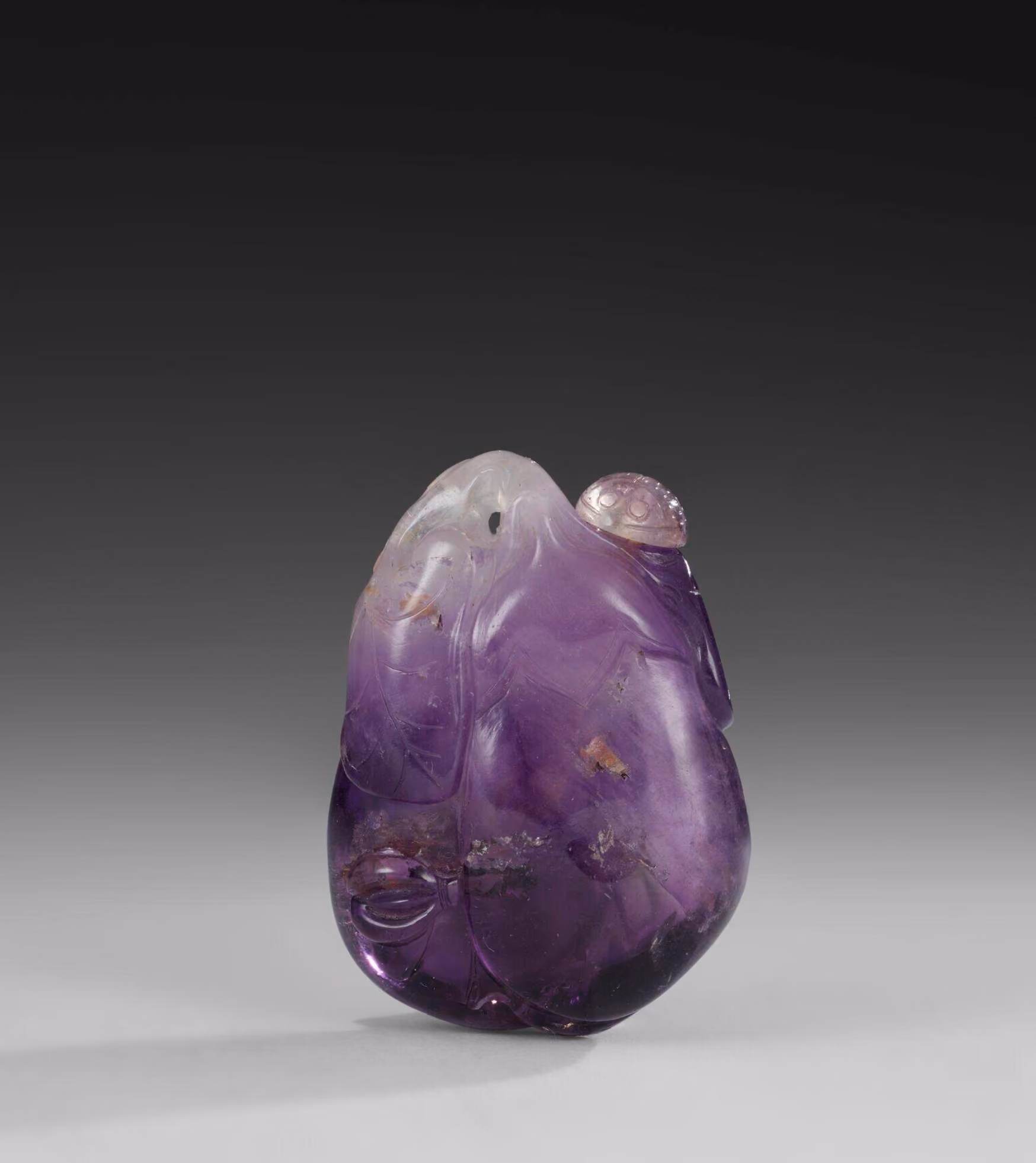 Amethyst in the form of two aubergines