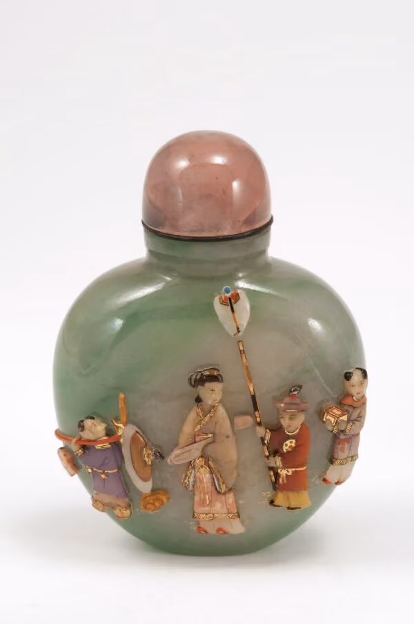 Jadeite embellished with procession of women and boys