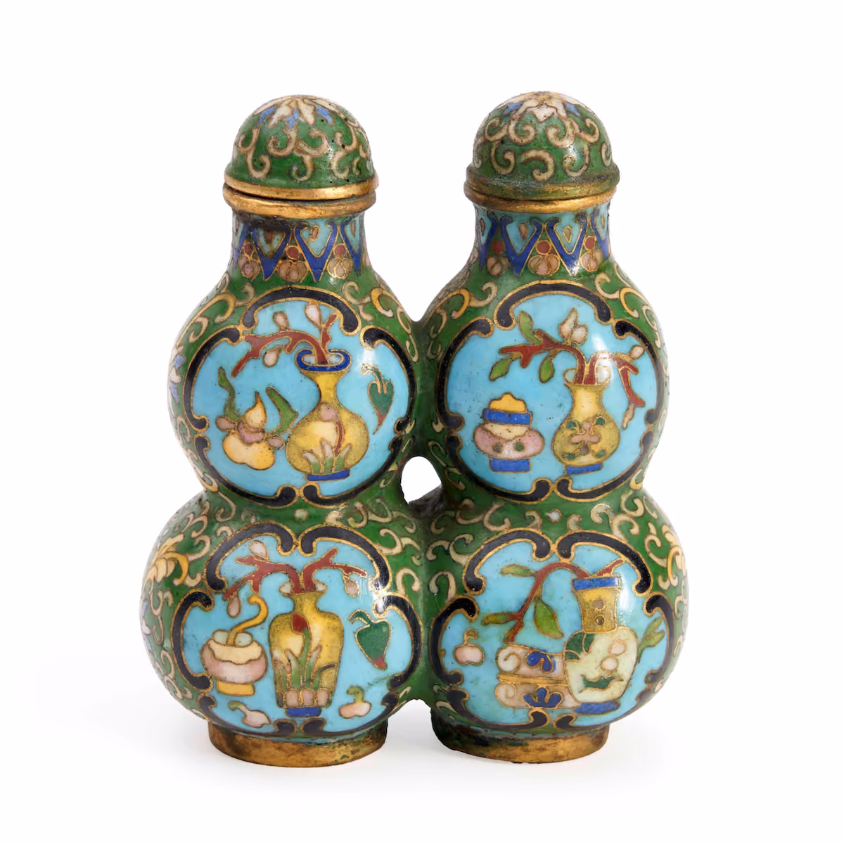 Double-gourd double cloissoné snuff bottle
