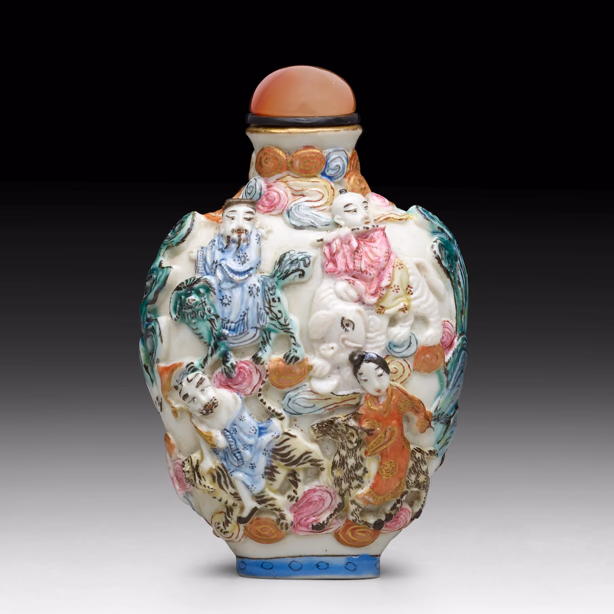 Molded porcelain snuff bottle