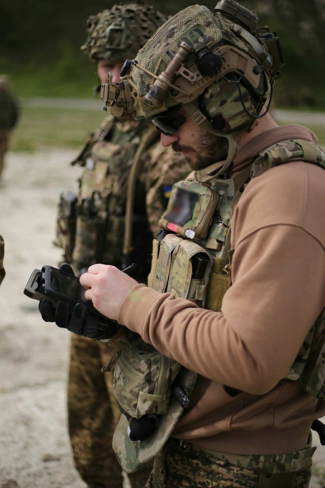 image of trucker using gps at dusk