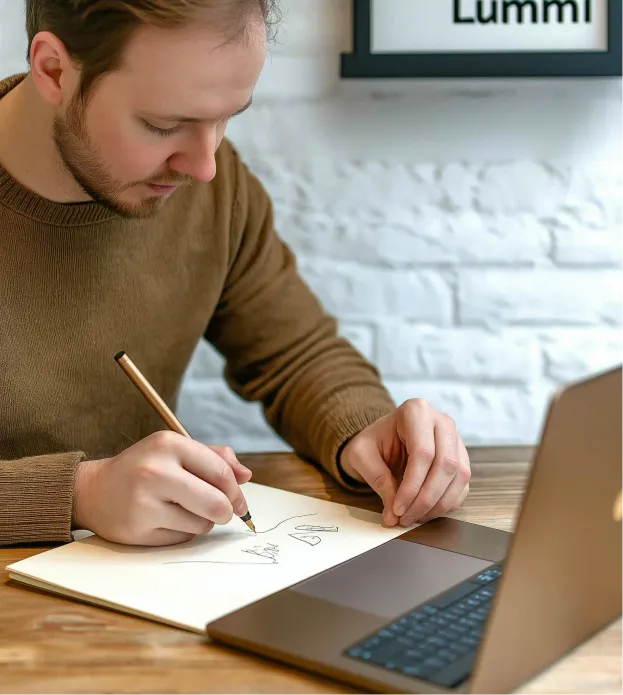 A man Setting and using laptop