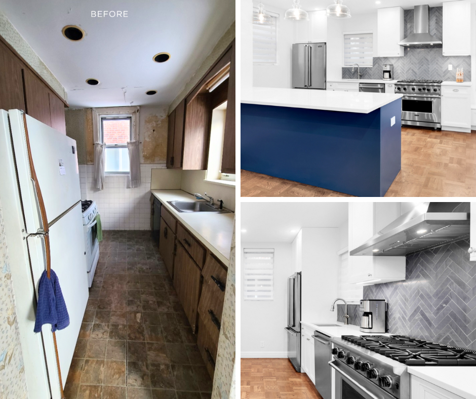 Before and after gut renovation completed by Star Renovations NY