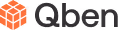 Qben logo featuring an orange hexagonal shape with black lowercase text 'qben'.