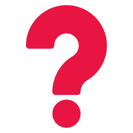 Red question mark icon on a transparent background.