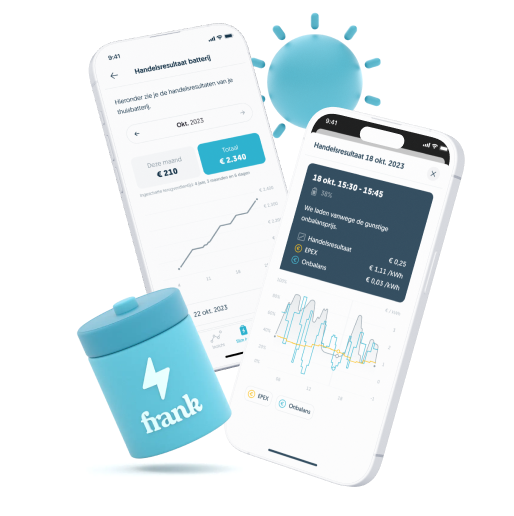 Frank Energie app met slimme handelsmodus