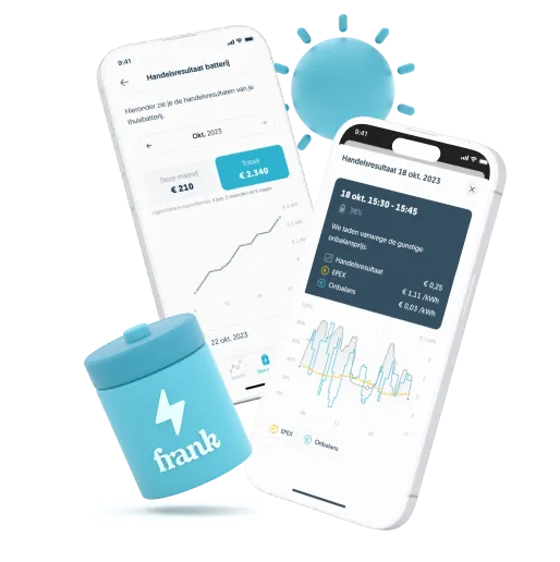 Frank Energie app met slimme handelsmodus