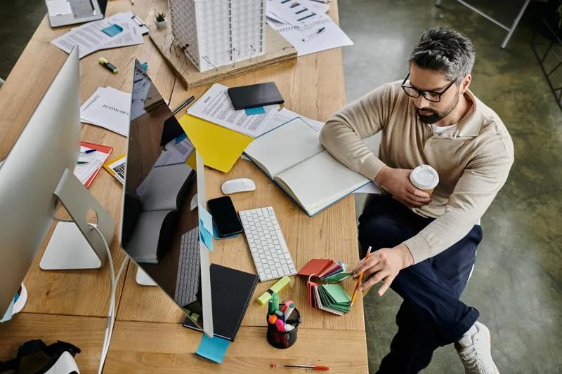Bureau encombré d’un employé d'entreprise en île-de-france