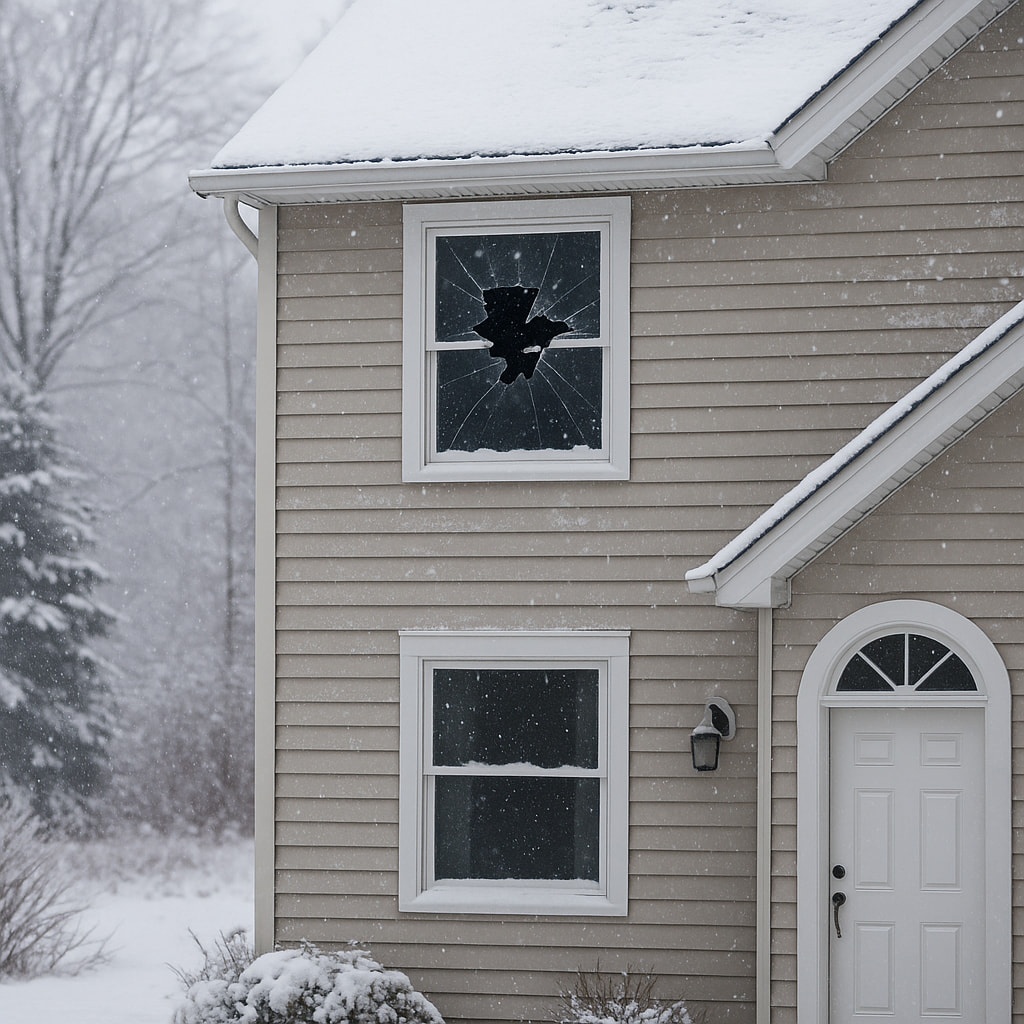 Broken Window in Winter