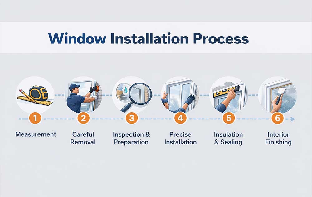  an infographic of the installation process of windows in Toronto
