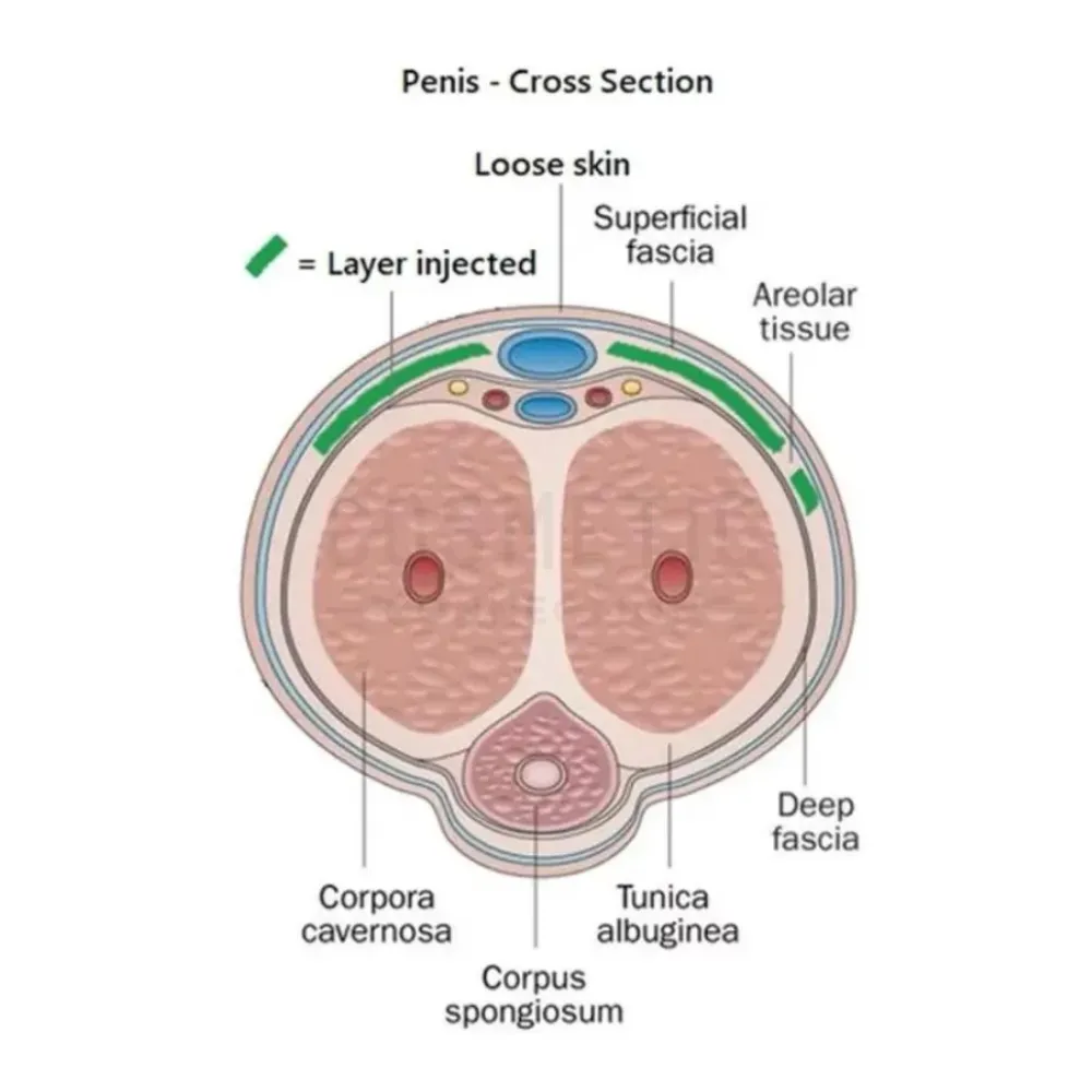 Placereing terapikilden vinkelret, gør det muligt at behandle hele skaftet med homogen energipåføring i vævet.