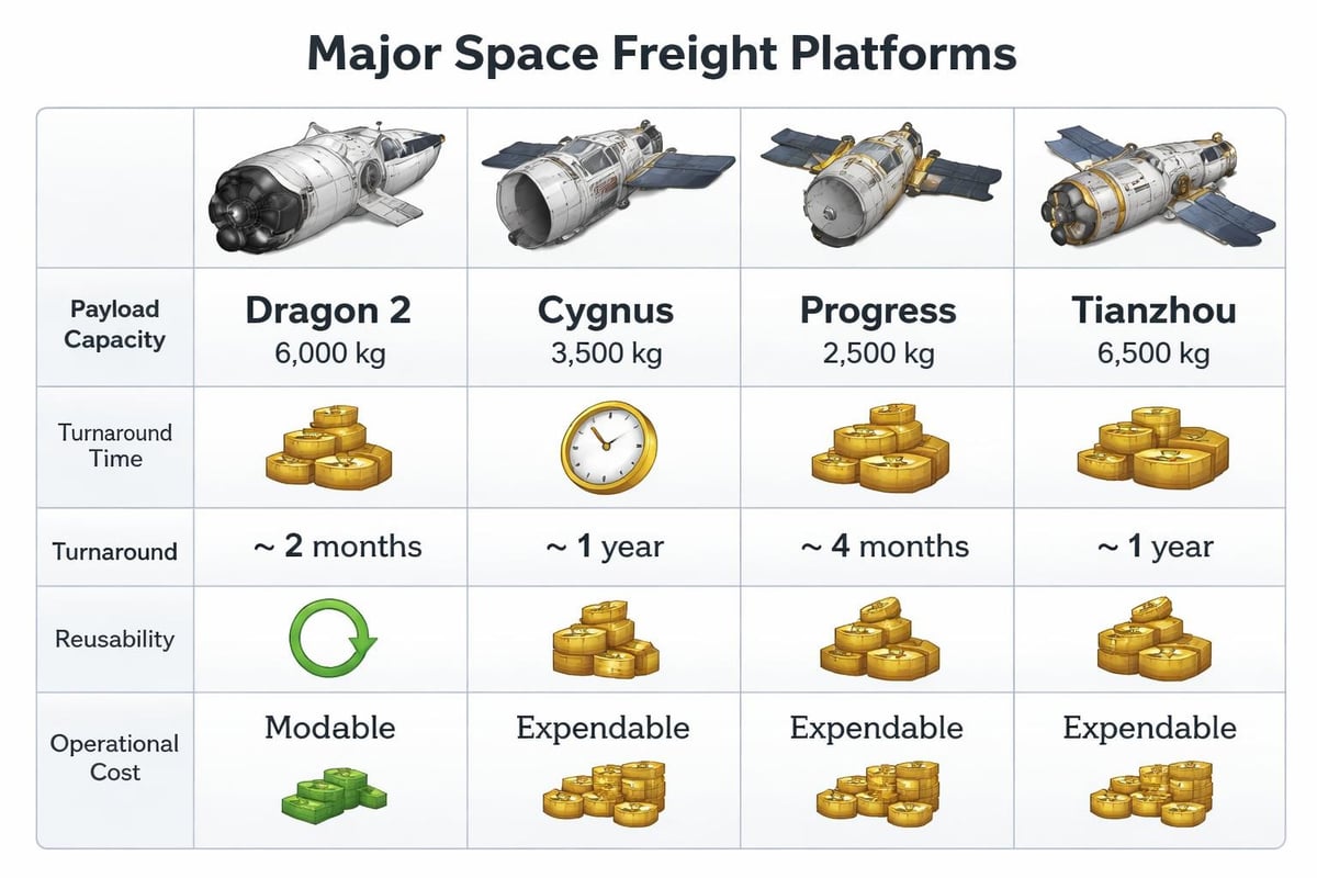 Space freight spacecraft comparison