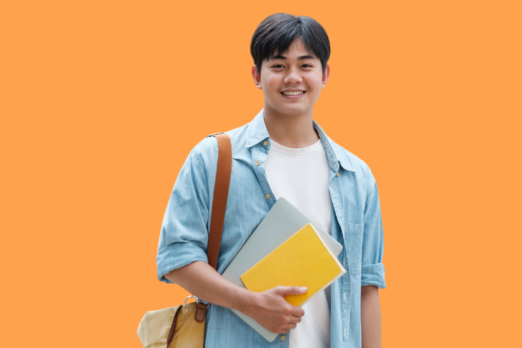 Student holding book