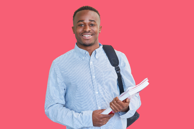 Student holding book