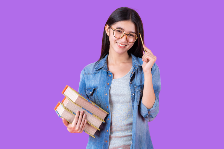 Student holding book