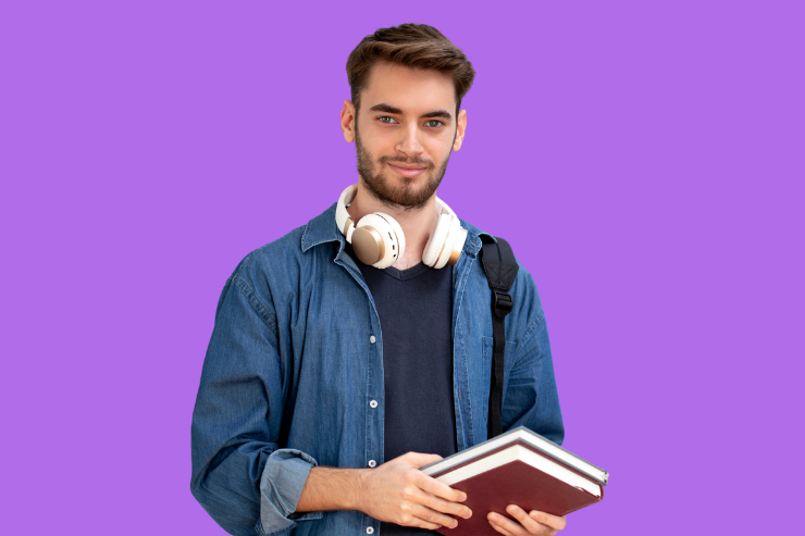 Student holding book