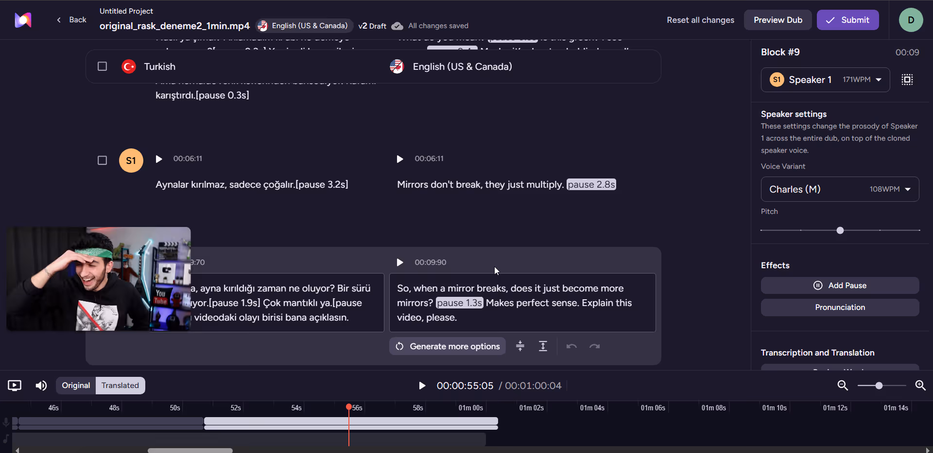 murf ai dubbing editor