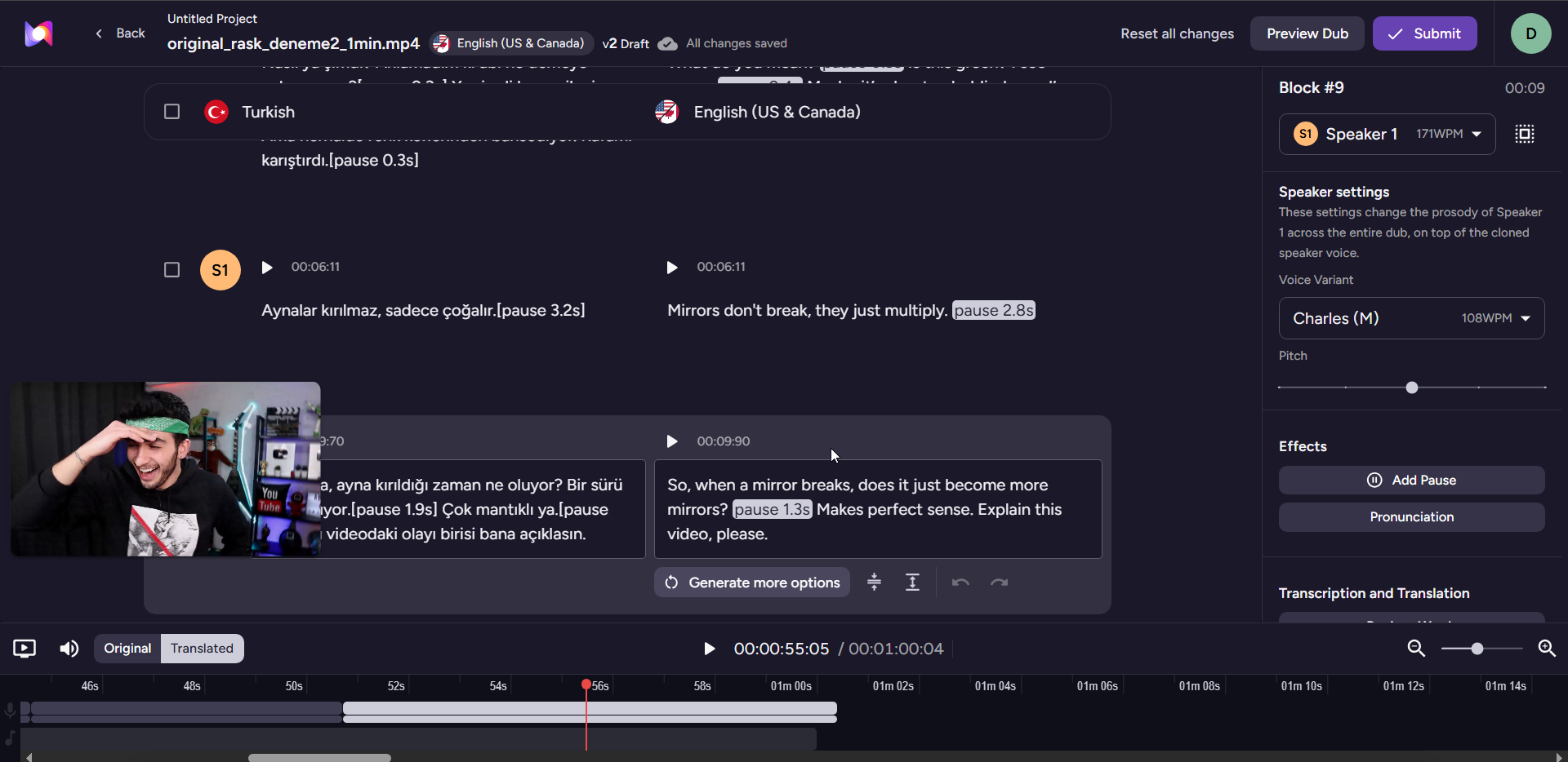 murf ai dubbing editor