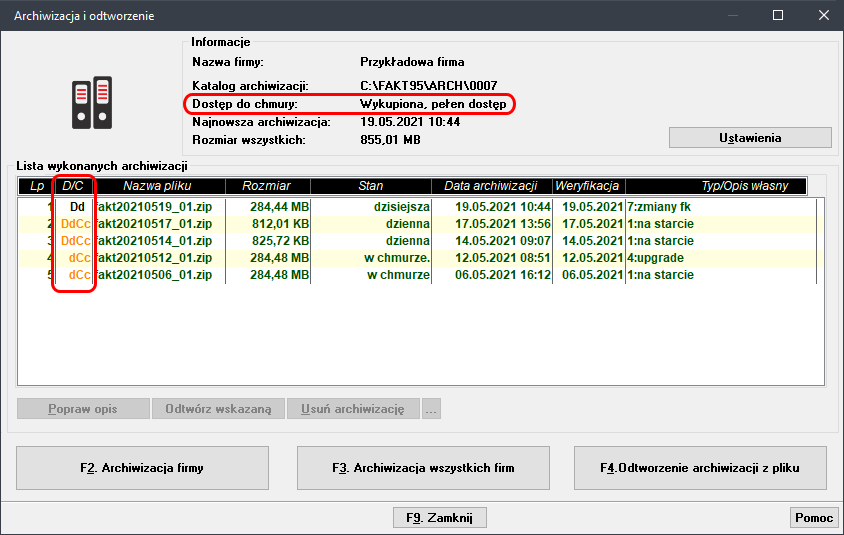 Archiwizacja i odtworzenie