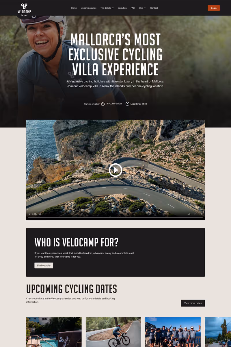 Velocamp Mallorca website