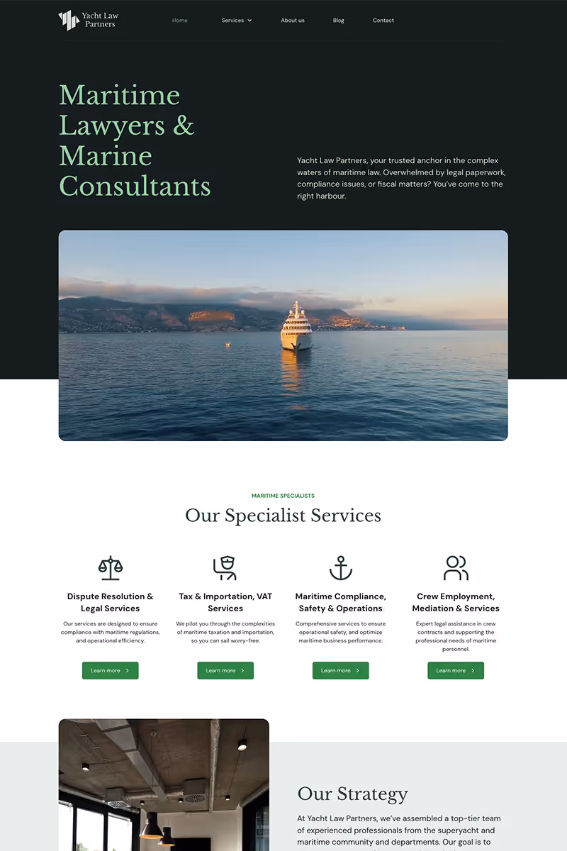 Yacht Law Partners website