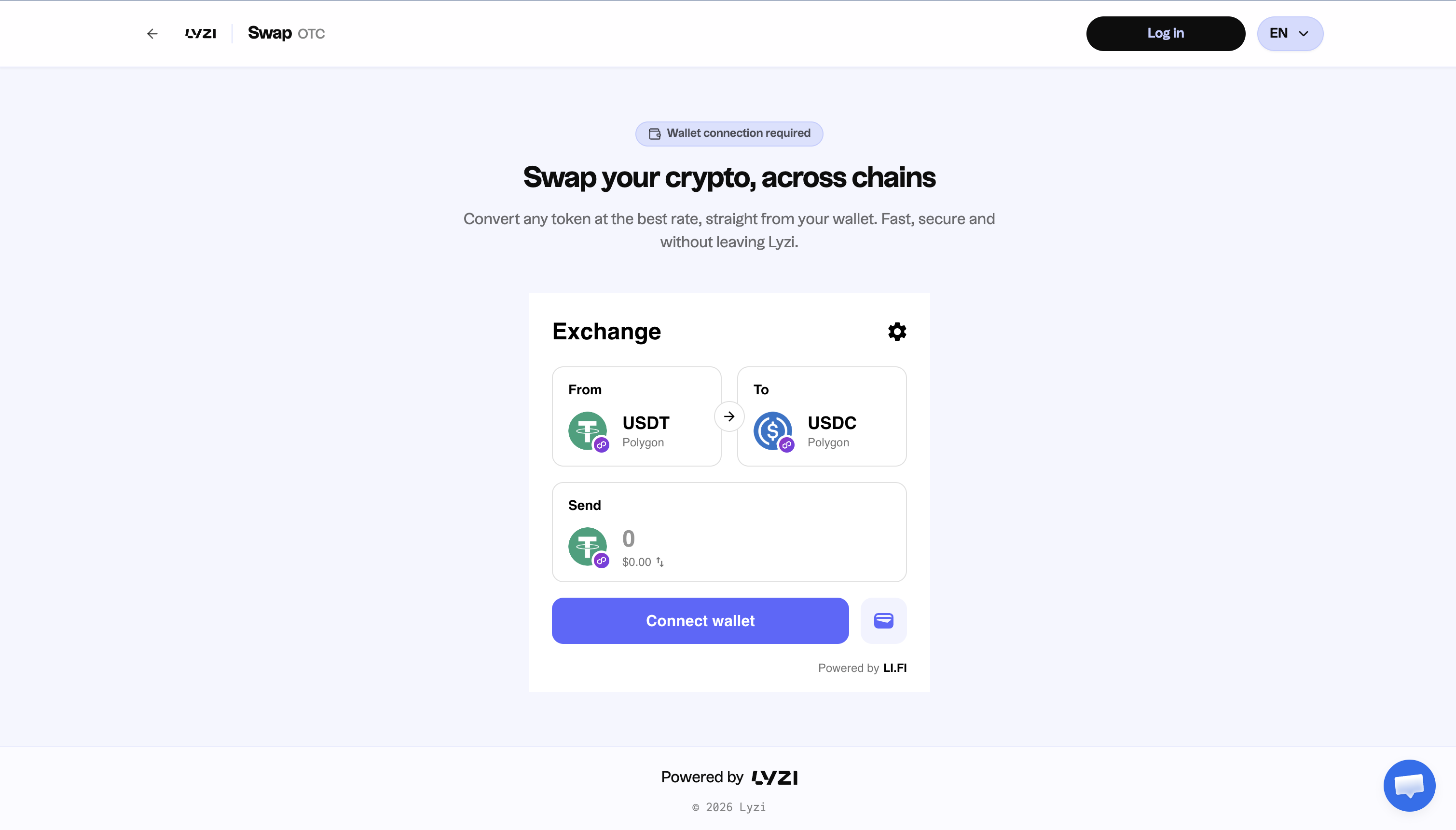 Lyzi swap: exchange USDT for USDC on Polygon from your wallet (multi-chain DeFi)
