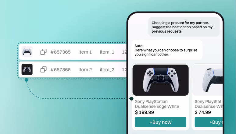 Checkify AI recommendation feature suggesting PlayStation DualSense products based on purchase history.