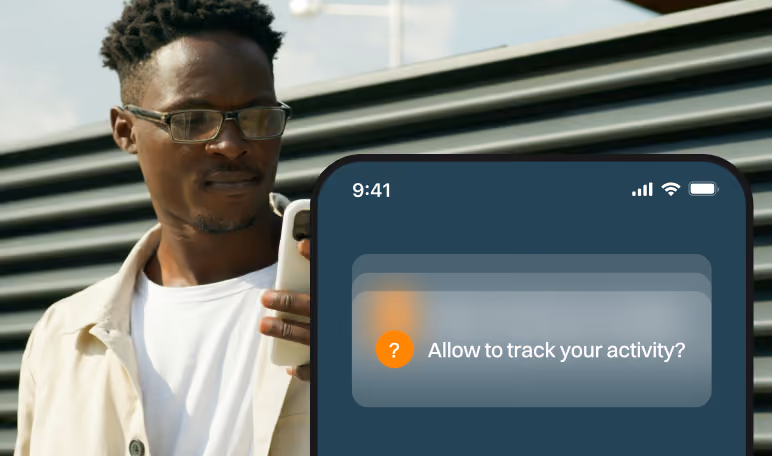 Shopper facing an iOS app tracking prompt asking to allow activity tracking.