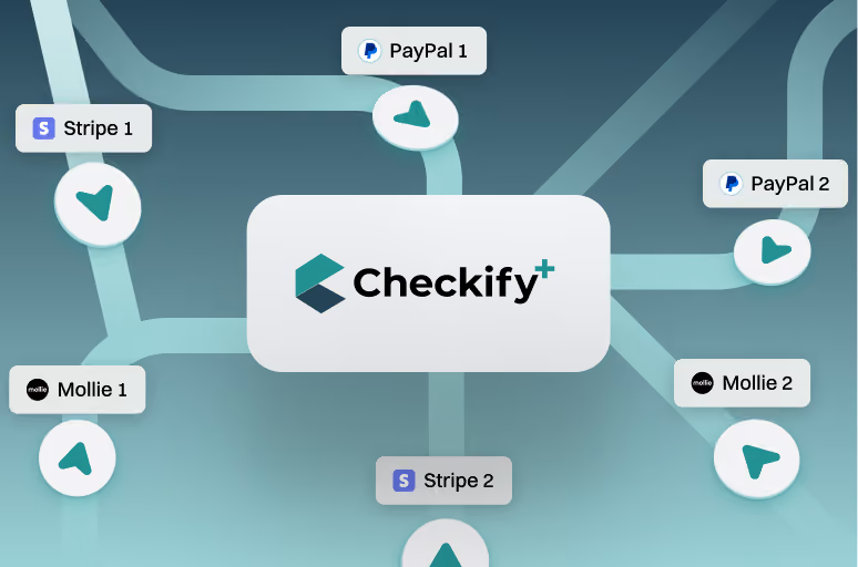 Checkify Plus routing payments across multiple Stripe, PayPal and Mollie accounts