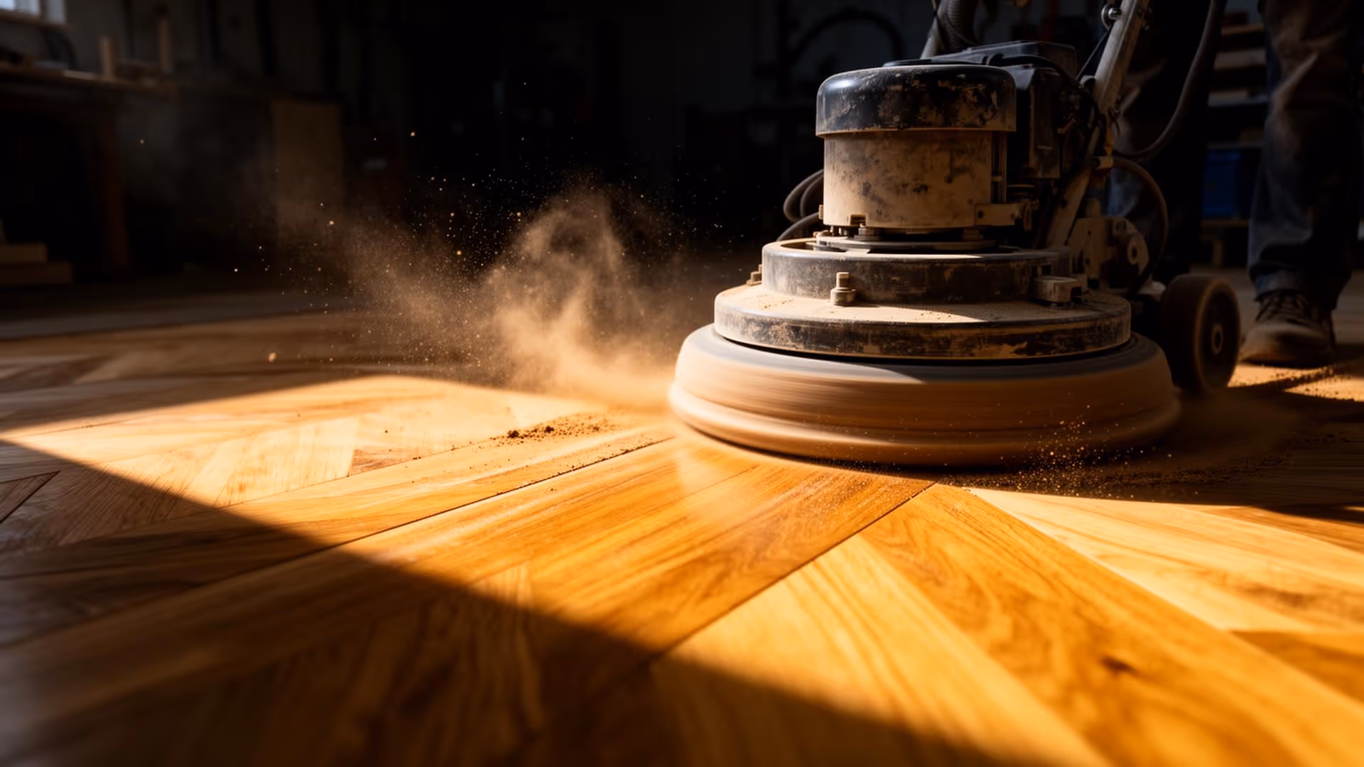 Professionelles Parkettschleifen und Bodenrenovierung in Hennef durch Parkettleger Steffen Mittler.