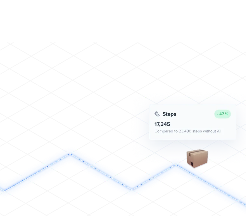 Isometric illustration of a delivery worker wearing a hard hat and blue overalls holding a gift-wrapped package.