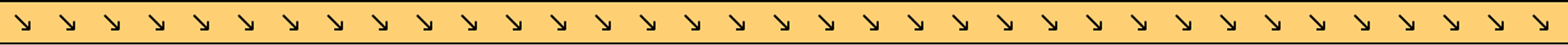 A horizontal row of multiple black right-down diagonal arrows on a light yellow background.