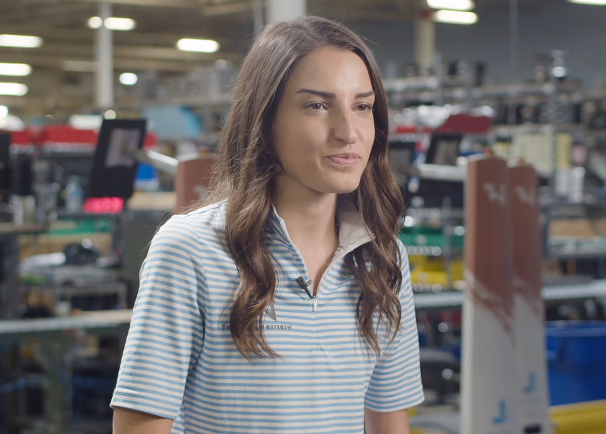 Sarah Judd of Webster Fulfillment in the Webster warehouse