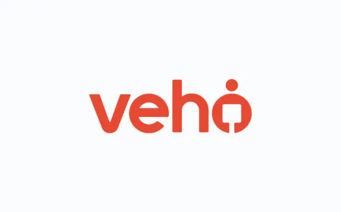 Veho company logo with stylized red text on a white background.