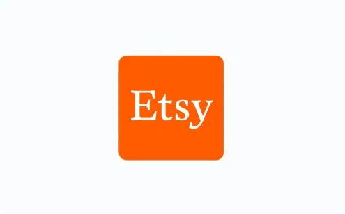 Etsy logo on an orange square background.
