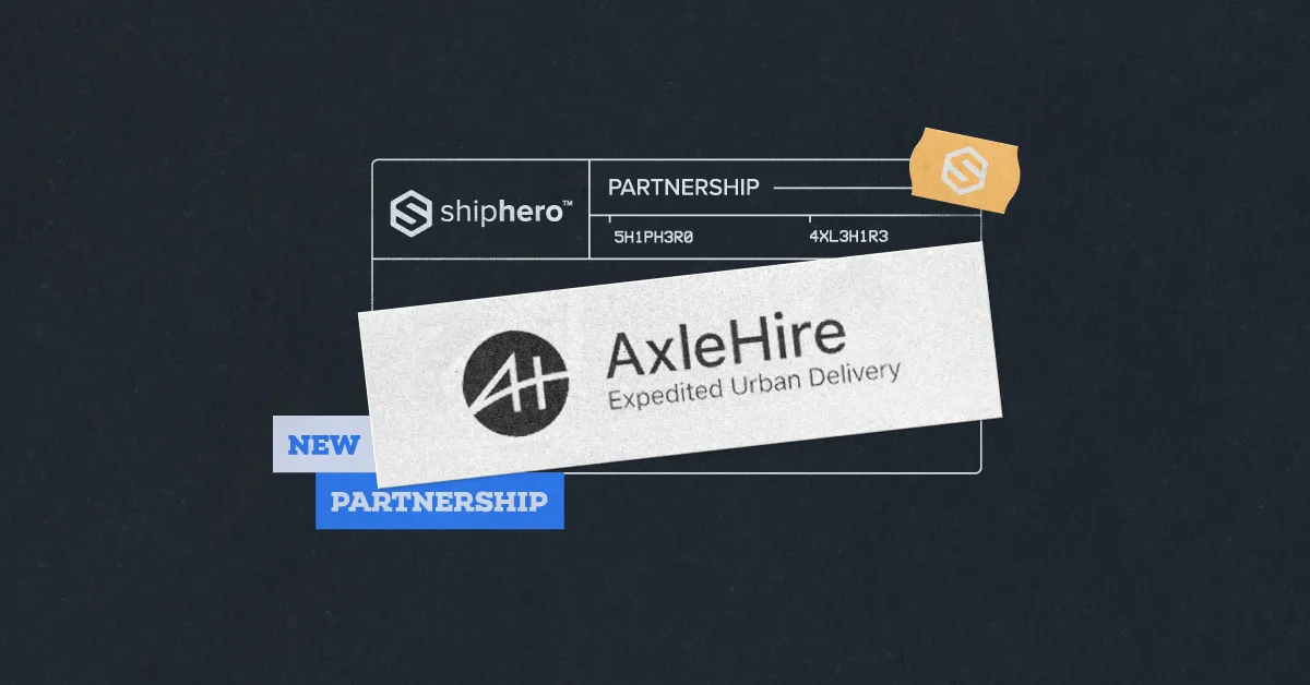 Graphic showing a new partnership between ShipHero and AxleHire Expedited Urban Delivery.