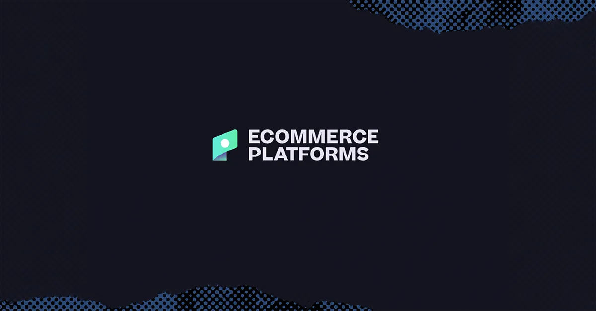 Logo featuring a stylized green-blue folded shape with a circle, and the text Ecommerce Platforms.