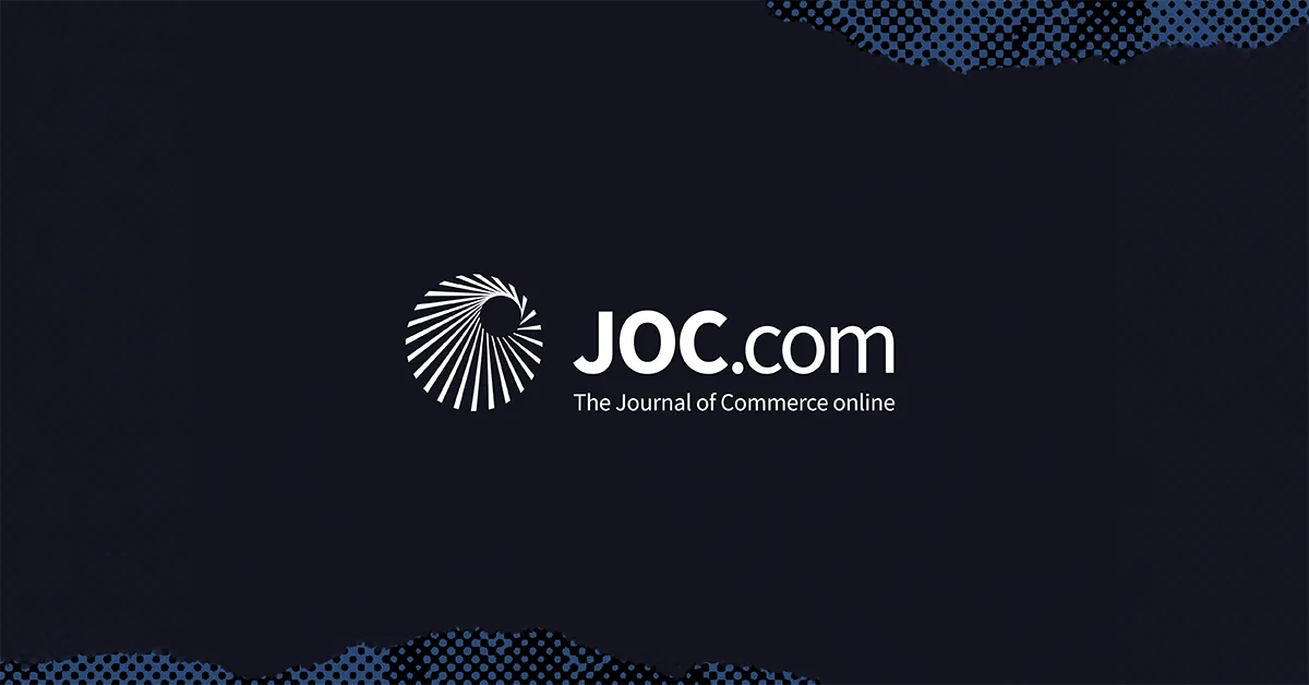 JOC.com logo with circular design and text The Journal of Commerce online on dark background.