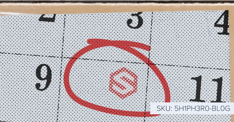 Calendar date 10 marked with a red circle and a red hexagon symbol inside the circle.