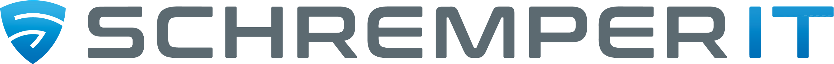 Die kombinierte Wort-Bildmarke (Logo) der Schremper IT GmbH: Ein stilisiertes "S" in Form eines Schilds mit dem versalgeschriebenen Schriftzug "SCHREMPER IT".