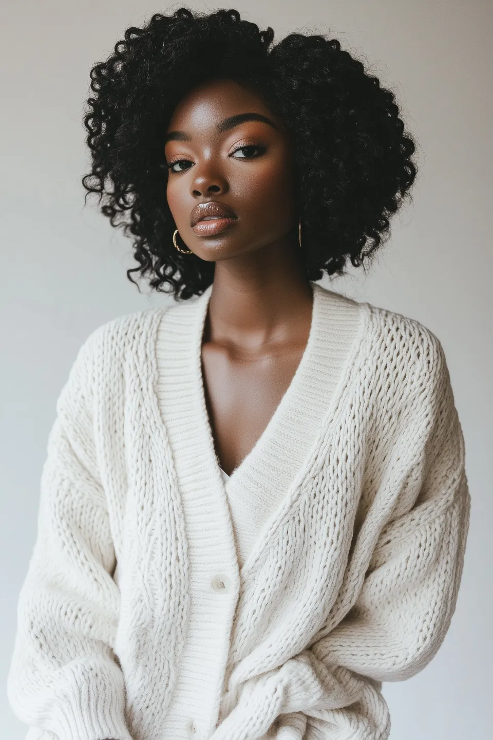 woman wearing cardigan