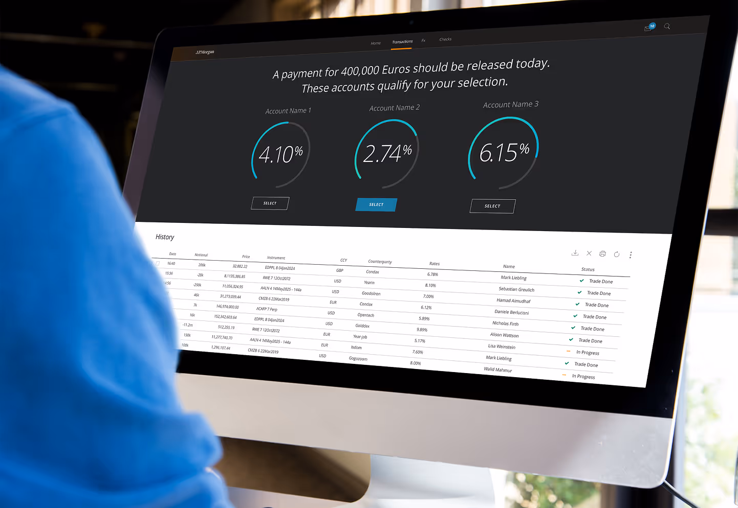A computer desktop screen that shows a comparison of accounts.