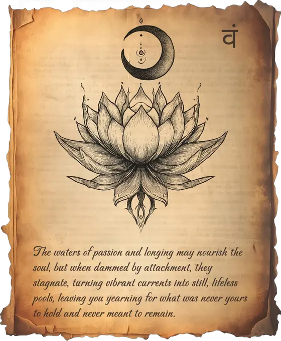 Illustrated page: a lotus beneath the moon