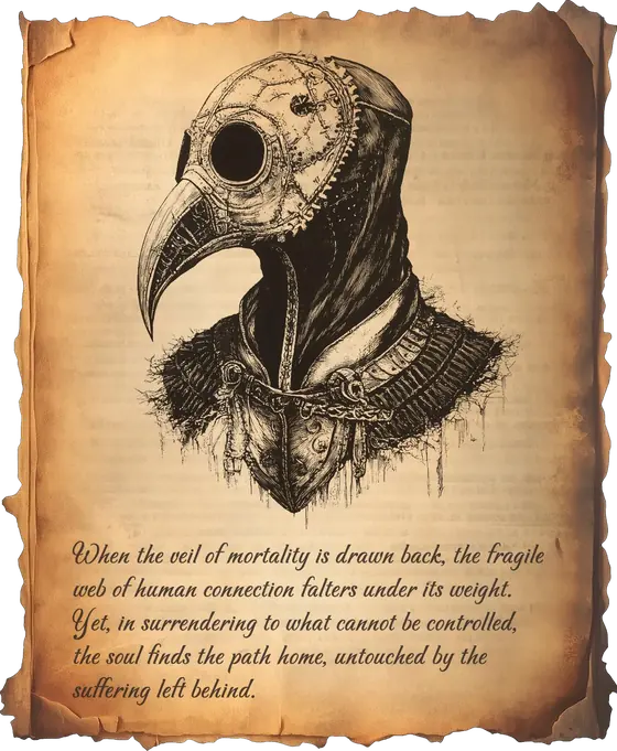 Illustrated page: a plague doctor