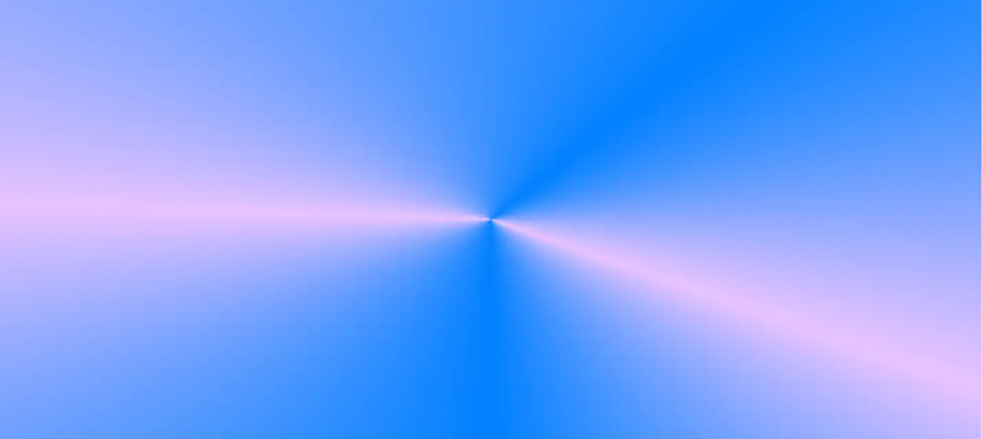 Abstract blue and pink radial gradient background with light beams converging at the center.