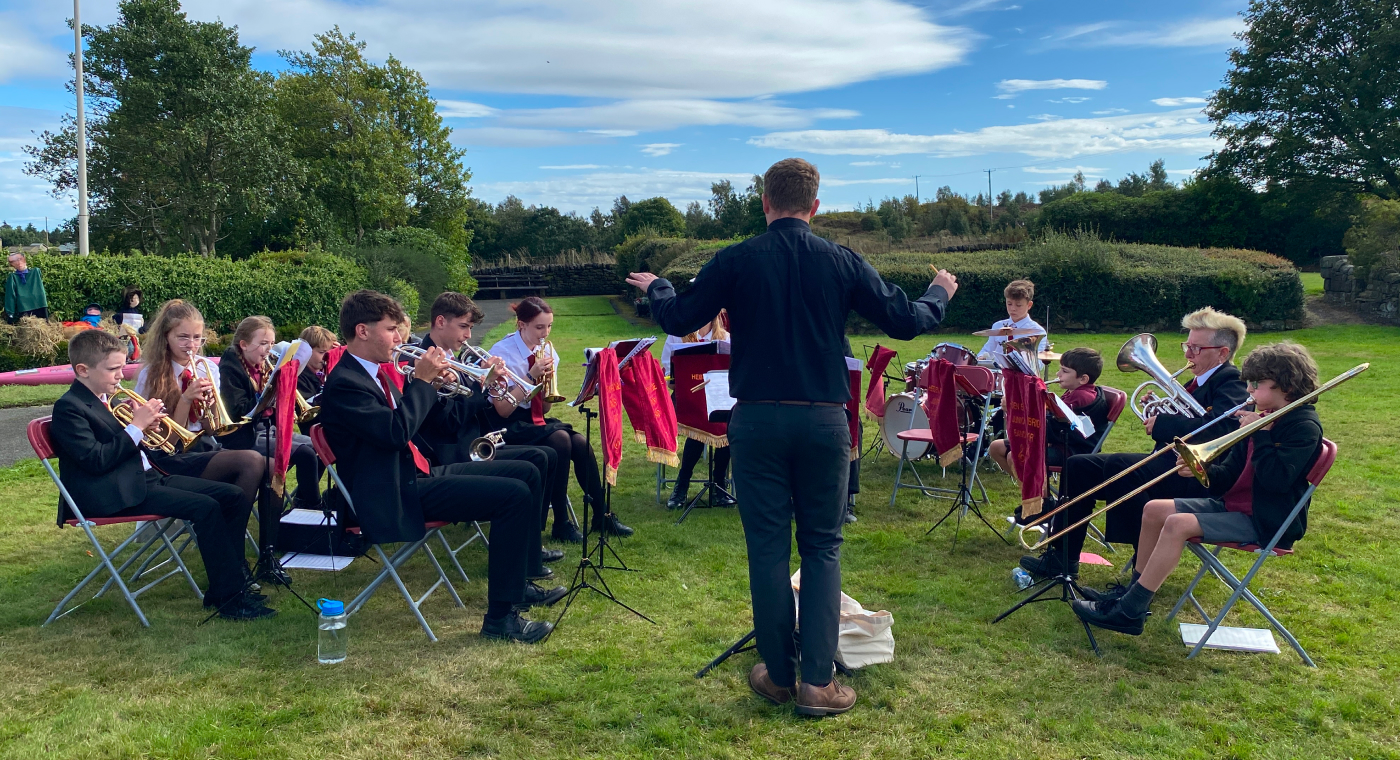 Hebden Bridge Junior Band performing at the Norland Scarecrow Festival