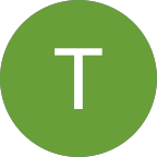 White capital letter T centered on a green circular background.
