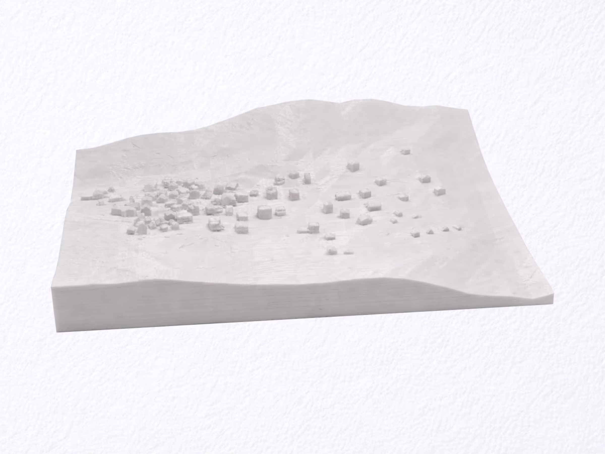 3D-gedrucktes Architekturmodell einer Bergregion