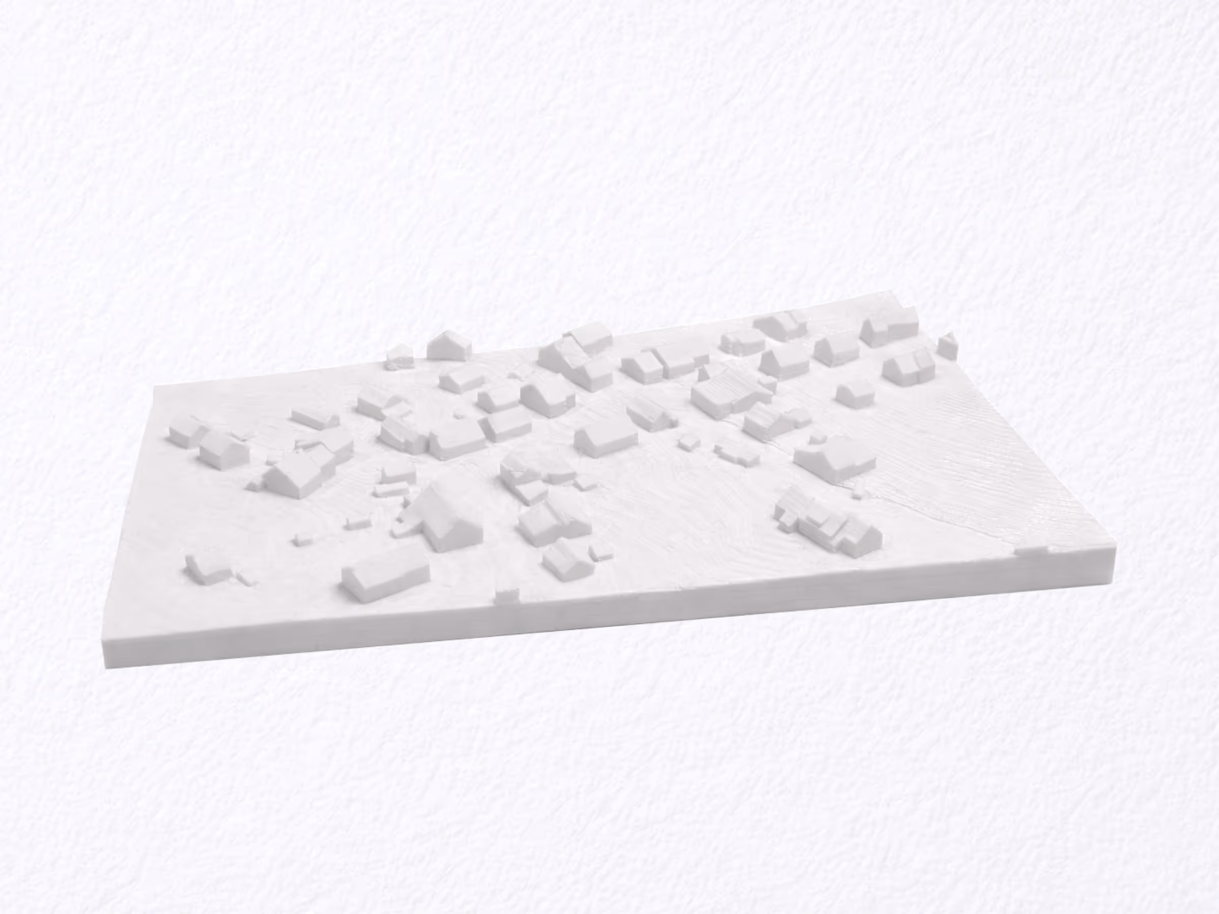 3D-gedrucktes Architekturmodell eines Dorfes